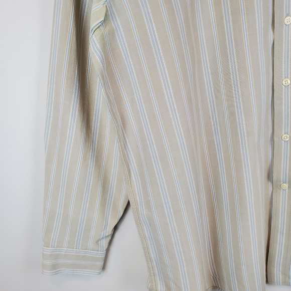 Vintage LL Bean Brown Blue Striped Long Sleeve Button Down Shirt Size XL Mens - Picture 7 of 15